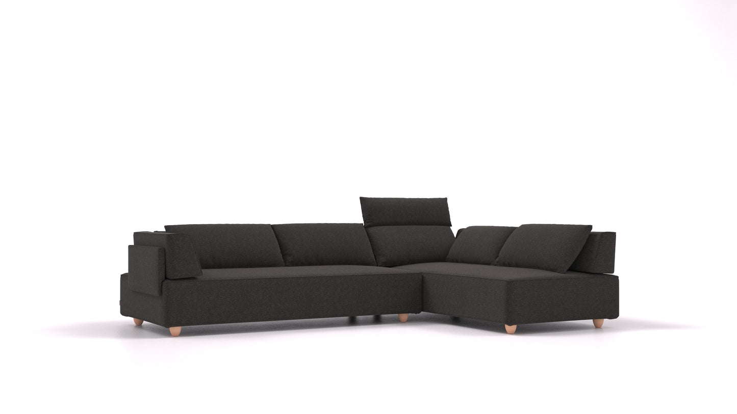 CasCais G, modularna sjedeća garnitura FEYDOM u tkanini Icon IC-99 Umbra, svijetle noge