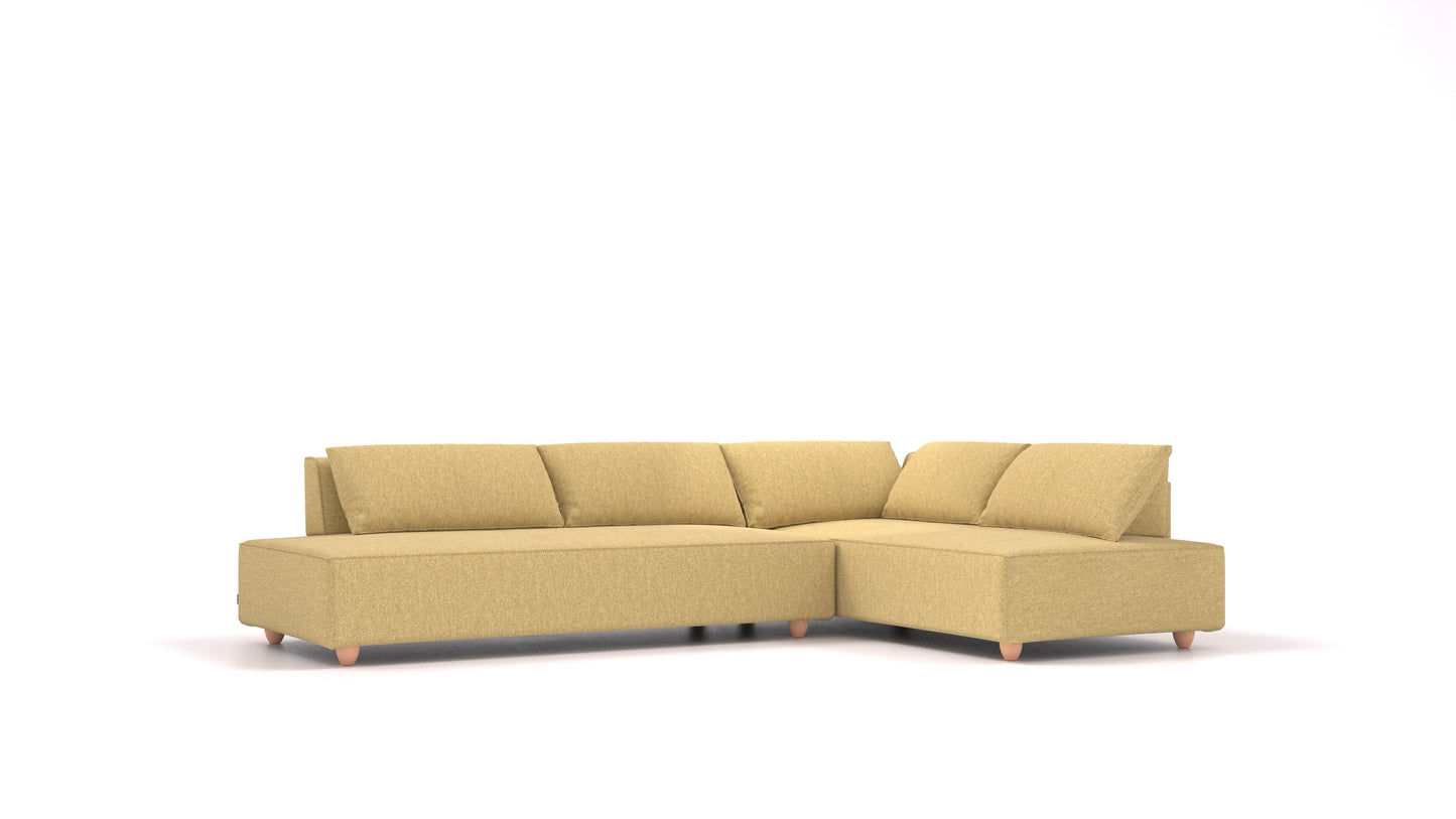 CasCais GS, modularna sjedeća garnitura FEYDOM u tkanini Alure DE-48 Yellow, svijetle noge