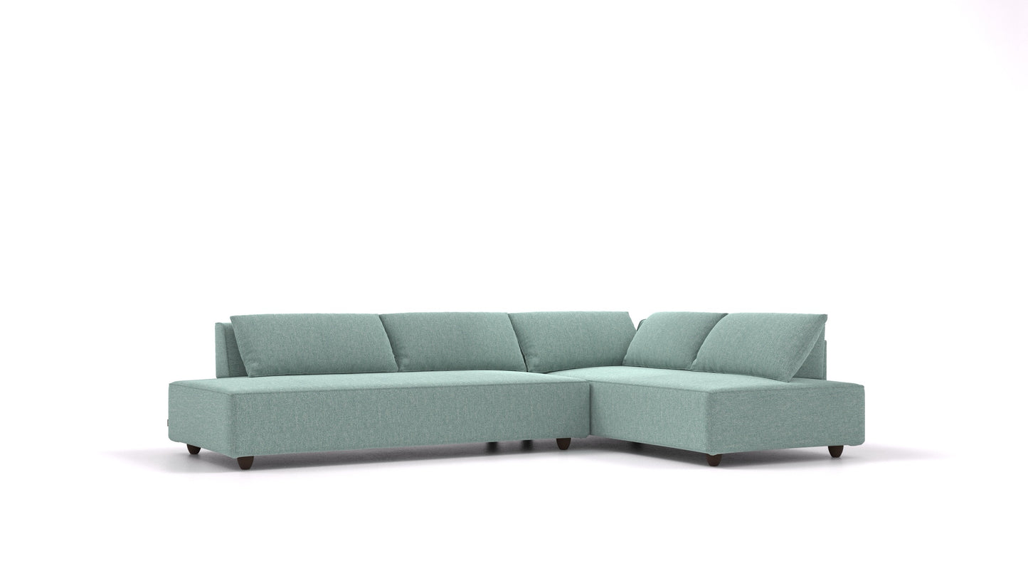 CasCais GS, modularna sjedeća garnitura FEYDOM u tkanini Alure DE-75 Pastel Blue, tamne noge