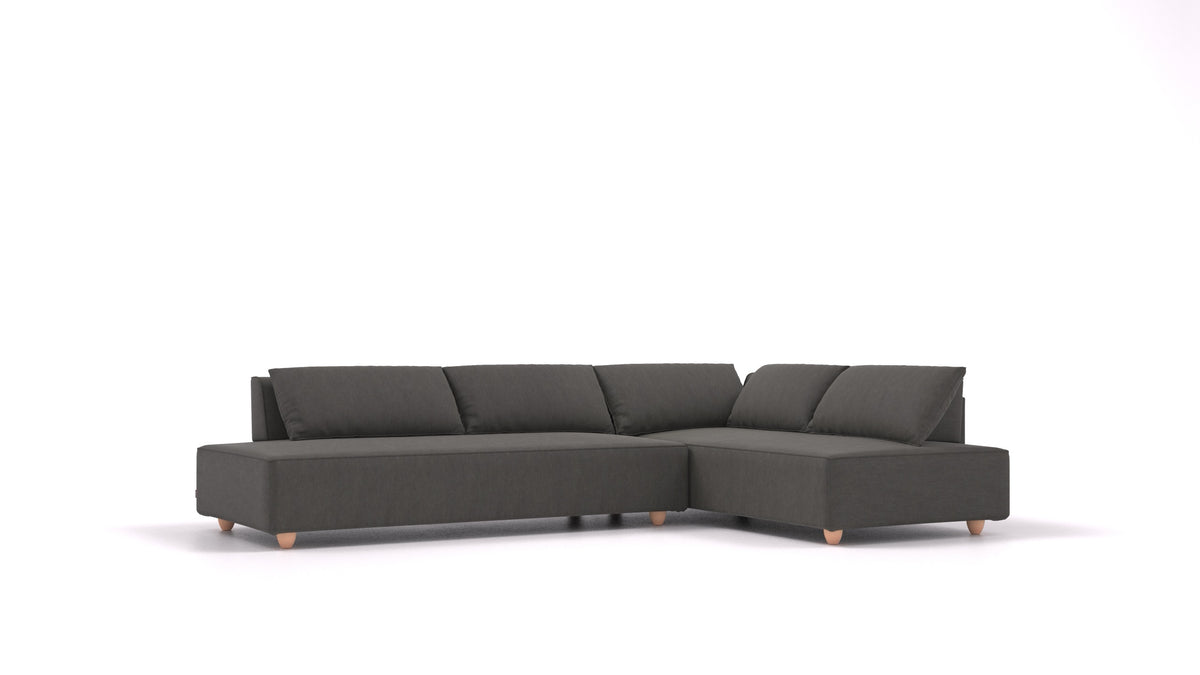 CasCais GS, modularna sjedeća garnitura FEYDOM u tkanini Mollia FF-12 Dark Grey, svijetle noge