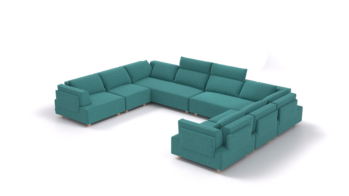 CasCais ID, modularna sjedeća garnitura FEYDOM u tkanini Velare ET-16 Turquoise, svijetle noge