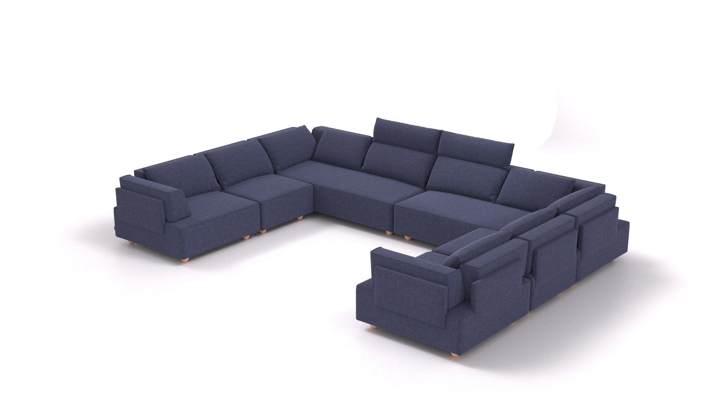 CasCais ID, modularna sjedeća garnitura FEYDOM u tkanini Velare ET-80 Noble Blue, svijetle noge