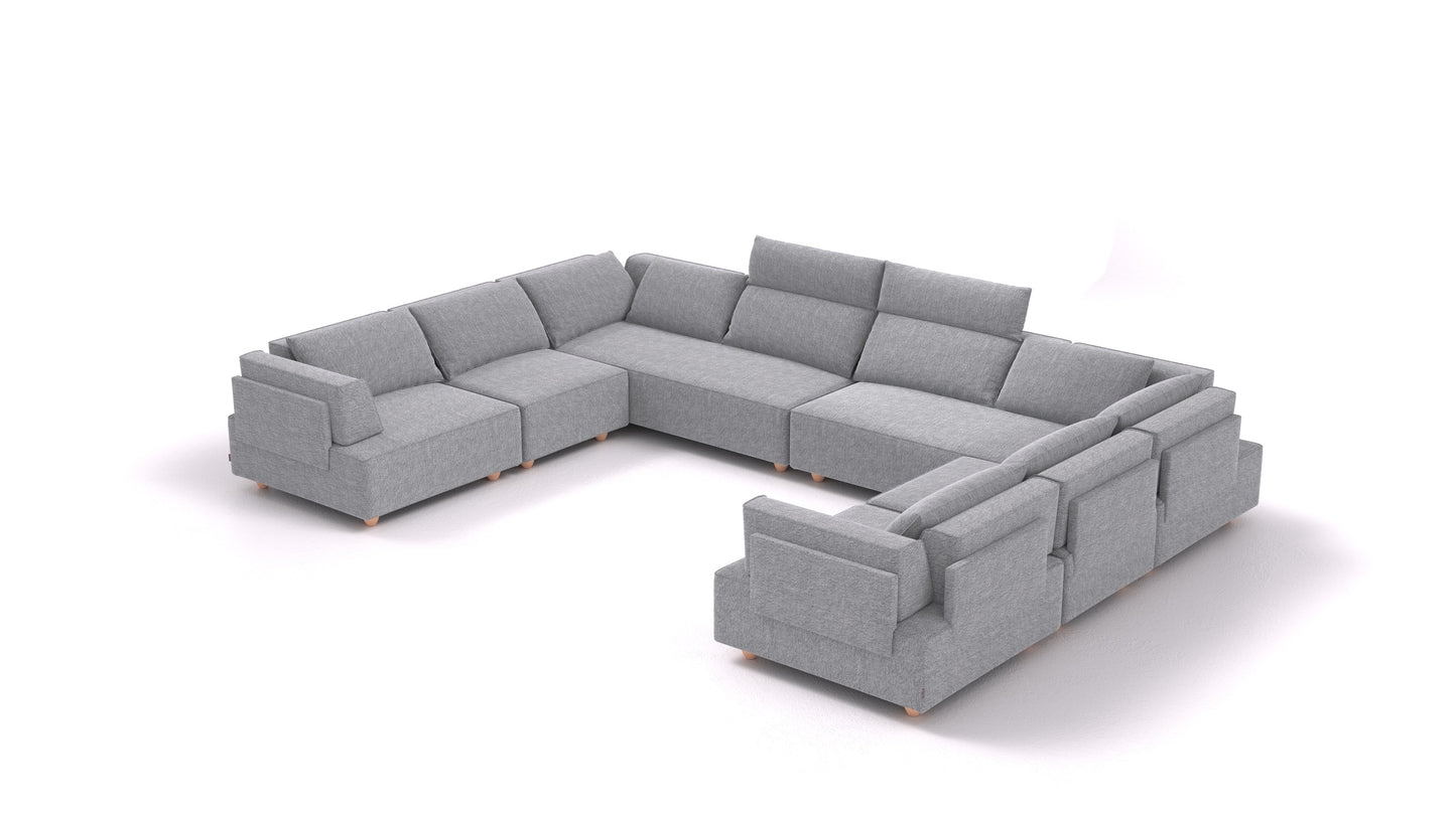 CasCais ID, modularna sjedeća garnitura FEYDOM u tkanini Phoenix FE-92 Dark Grey, svijetle noge