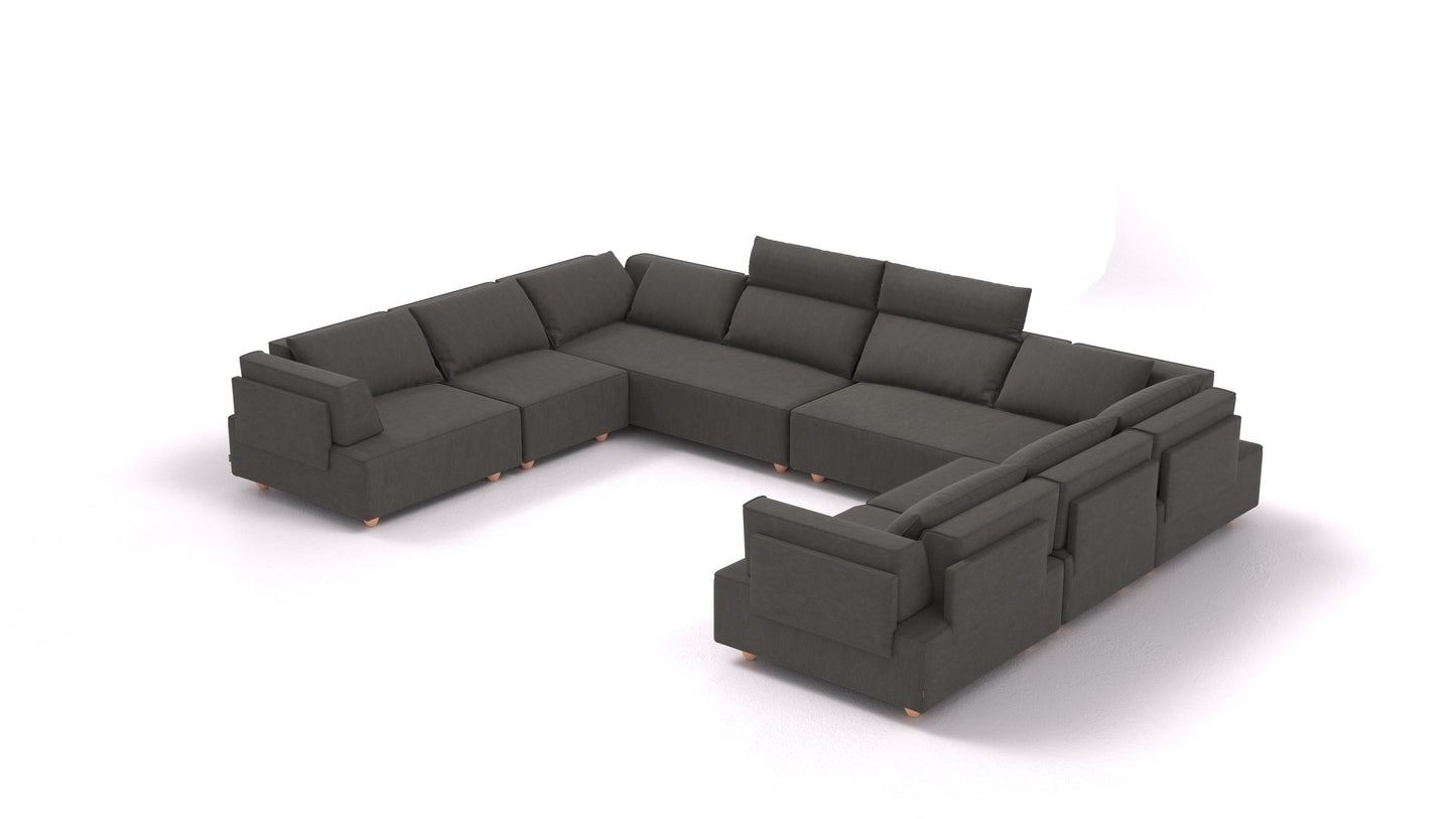 CasCais ID, modularna sjedeća garnitura FEYDOM u tkanini Mollia FF-12 Dark Grey, svijetle noge