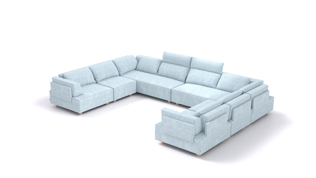 CasCais ID, modularna sjedeća garnitura FEYDOM u tkanini Mollia FF-19 Pastel Blue, svijetle noge
