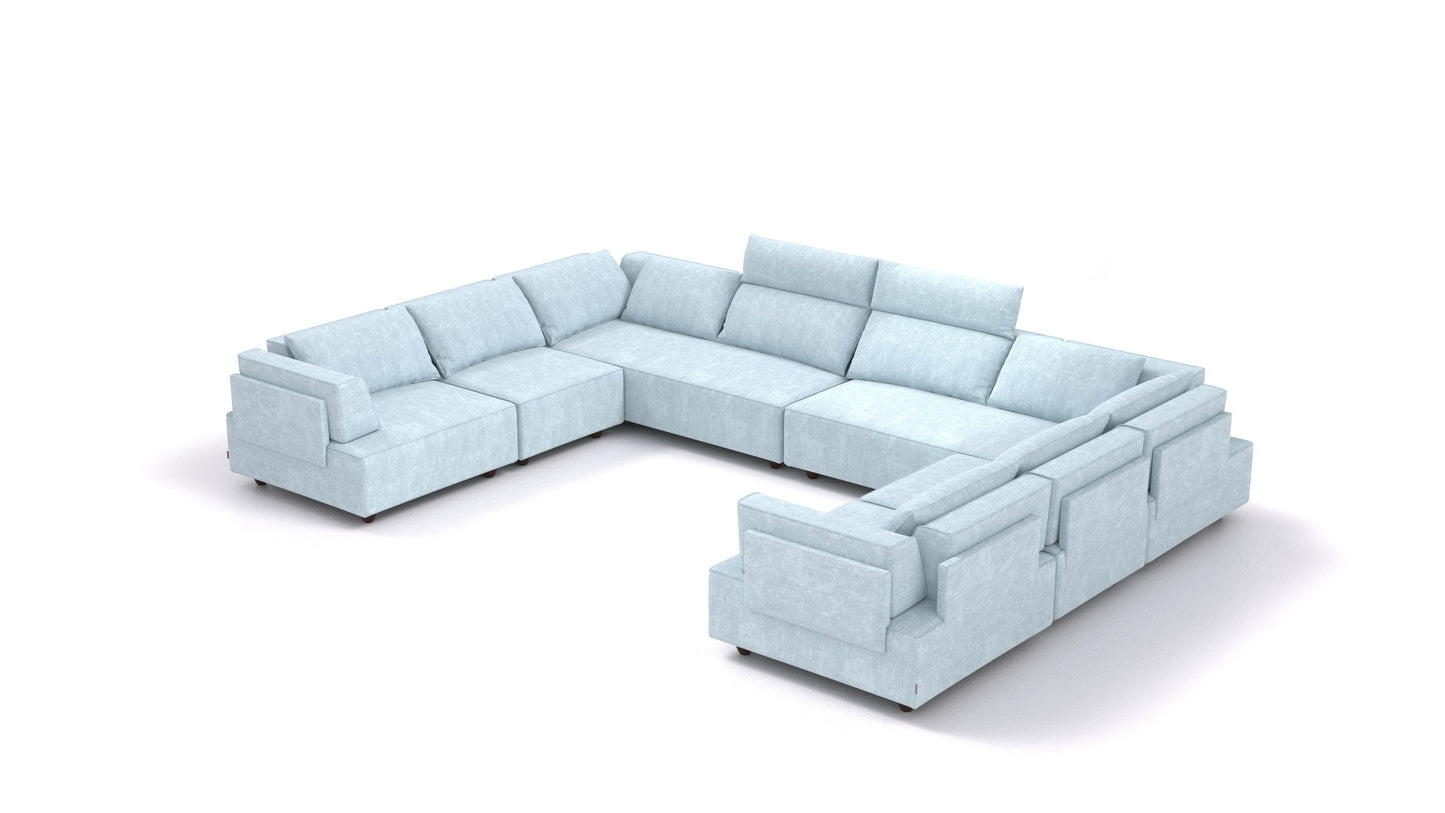 CasCais ID, modularna sjedeća garnitura FEYDOM u tkanini Mollia FF-19 Pastel Blue, tamne noge