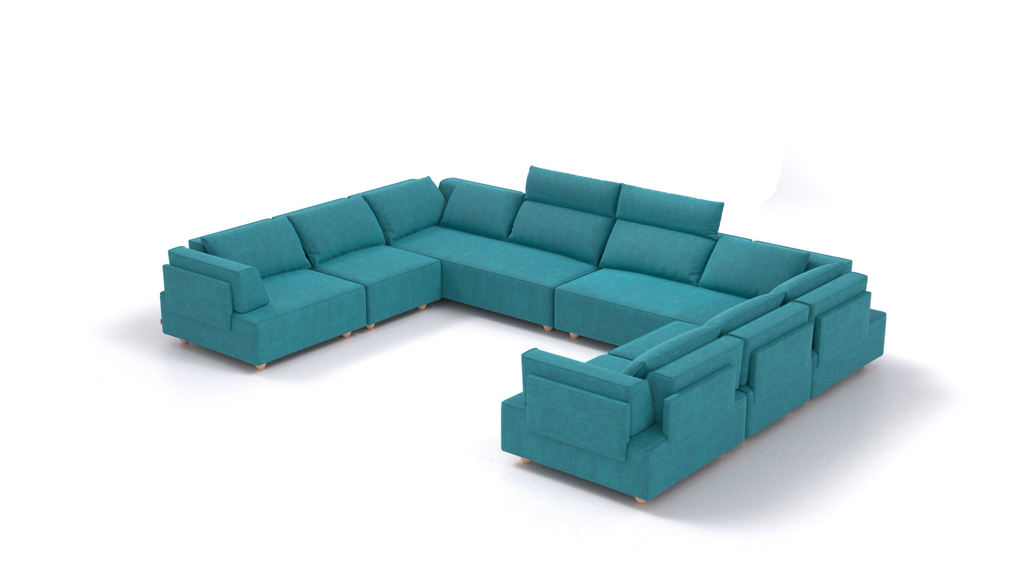 CasCais ID, modularna sjedeća garnitura FEYDOM u tkanini Mollia FF-20 Turquoise, svijetle noge