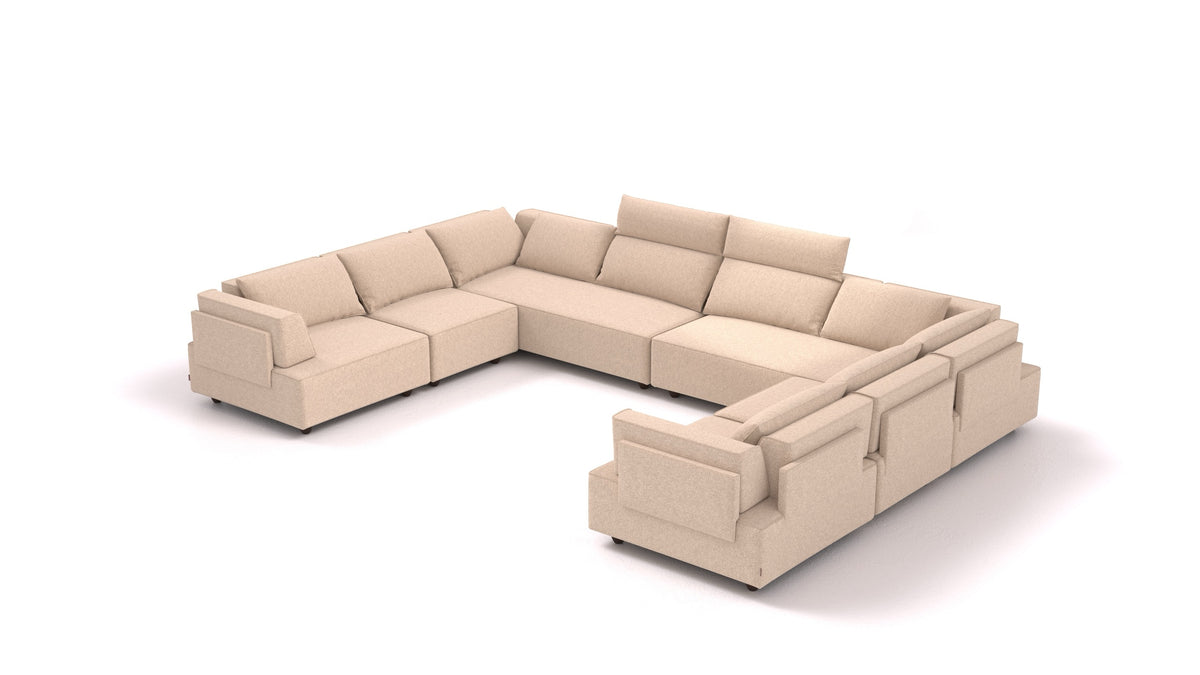 CasCais ID, modularna sjedeća garnitura FEYDOM u tkanini Icon IC-06 Cappuccino, tamne noge