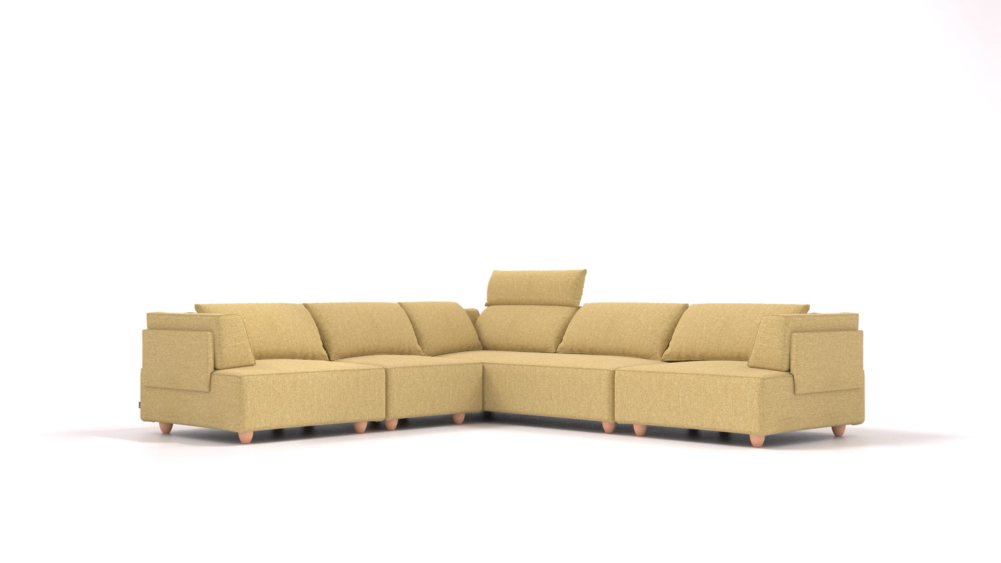 CasCais IDS, modularna sjedeća garnitura FEYDOM u tkanini Alure DE-48 Yellow, svijetle noge