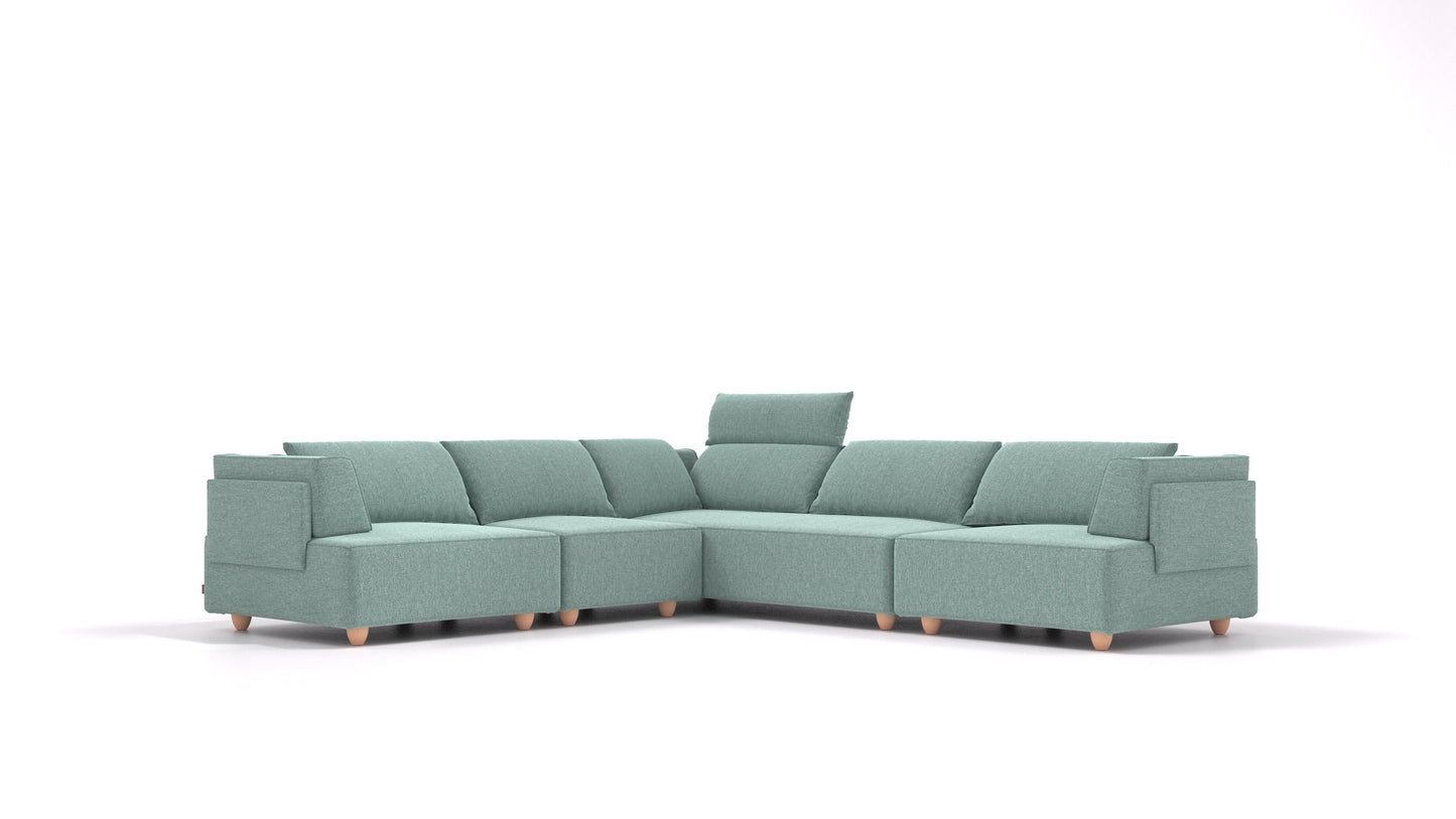 CasCais IDS, modularna sjedeća garnitura FEYDOM u tkanini Alure DE-75 Pastel Blue, svijetle noge