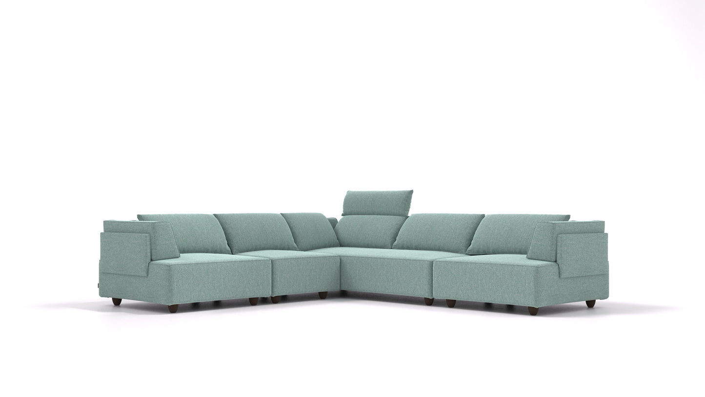 CasCais IDS, modularna sjedeća garnitura FEYDOM u tkanini Alure DE-75 Pastel Blue, tamne noge
