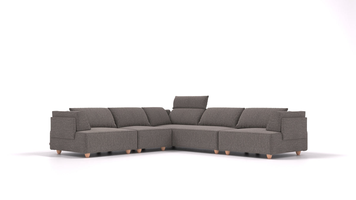 CasCais IDS, modularna sjedeća garnitura FEYDOM u tkanini Alure DE-92 Middle Grey, svijetle noge