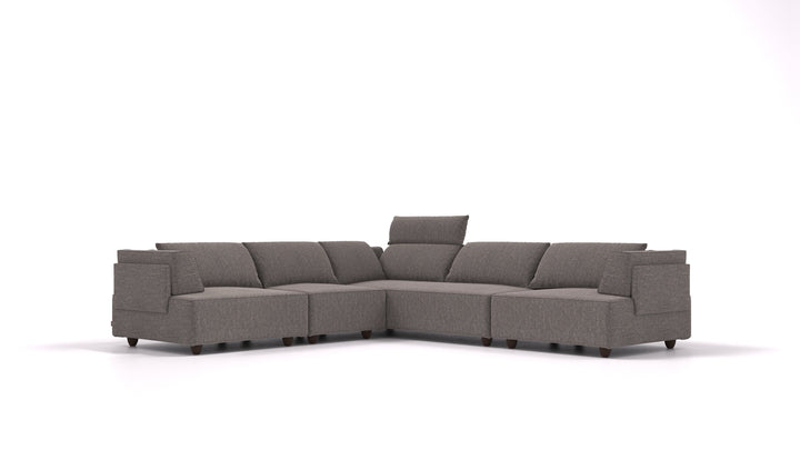 CasCais IDS, modularna sjedeća garnitura FEYDOM u tkanini Alure DE-92 Middle Grey, tamne noge