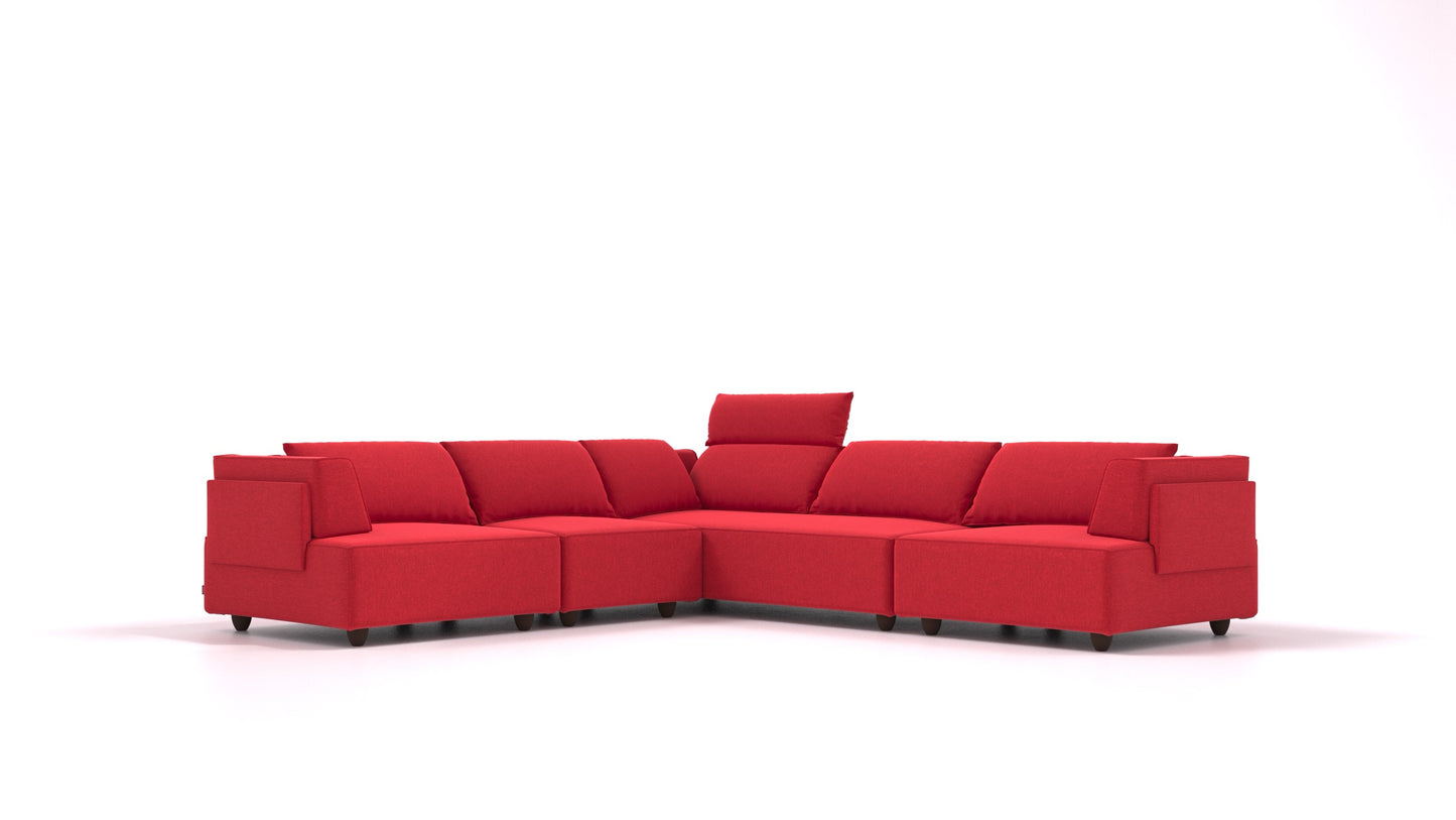 CasCais IDS, modularna sjedeća garnitura FEYDOM u tkanini Velare ET-11 Red, tamne noge