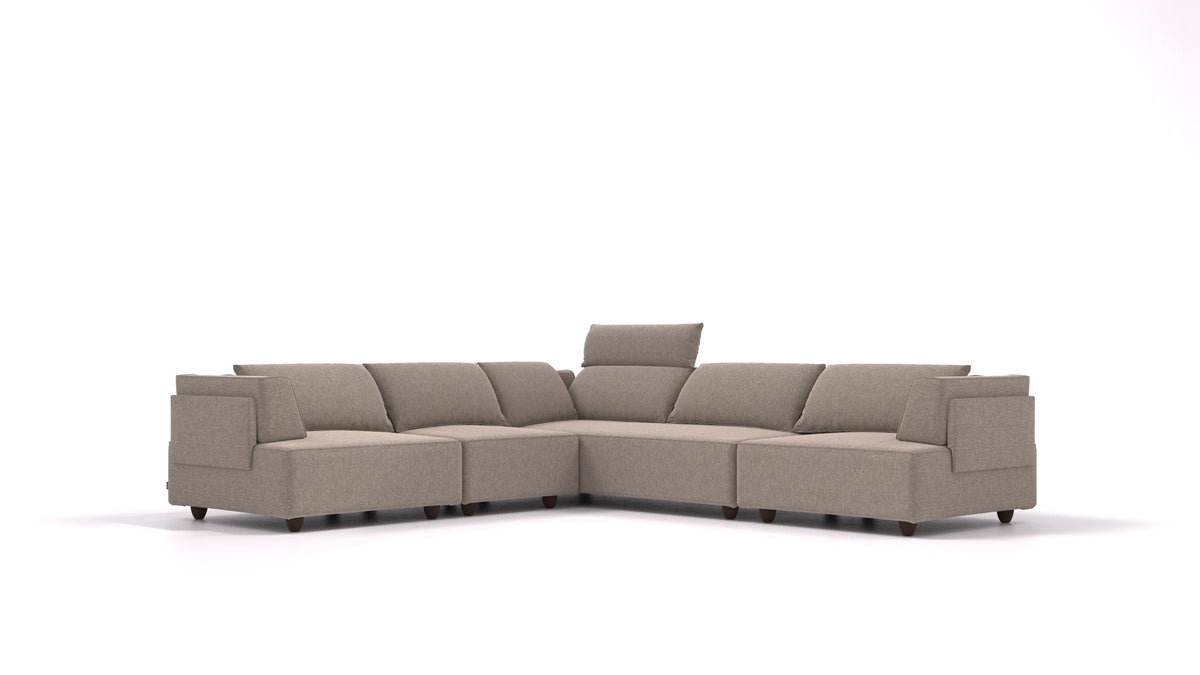 CasCais IDS, modularna sjedeća garnitura FEYDOM u tkanini Velare ET-14 Middle Grey, tamne noge