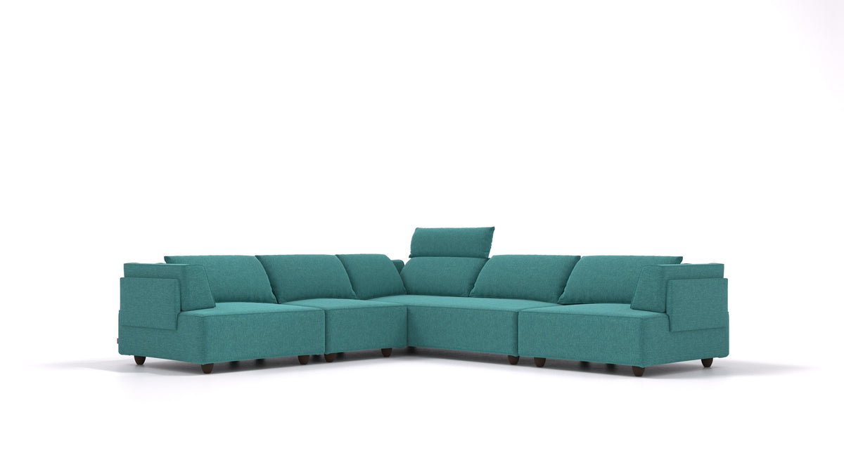 CasCais IDS, modularna sjedeća garnitura FEYDOM u tkanini Velare ET-16 Turquoise, tamne noge
