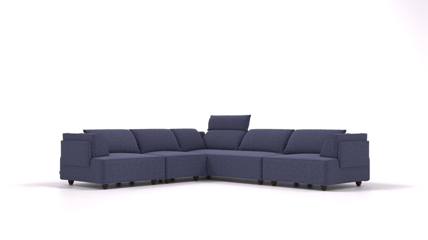 CasCais IDS, modularna sjedeća garnitura FEYDOM u tkanini Velare ET-80 Noble Blue, tamne noge