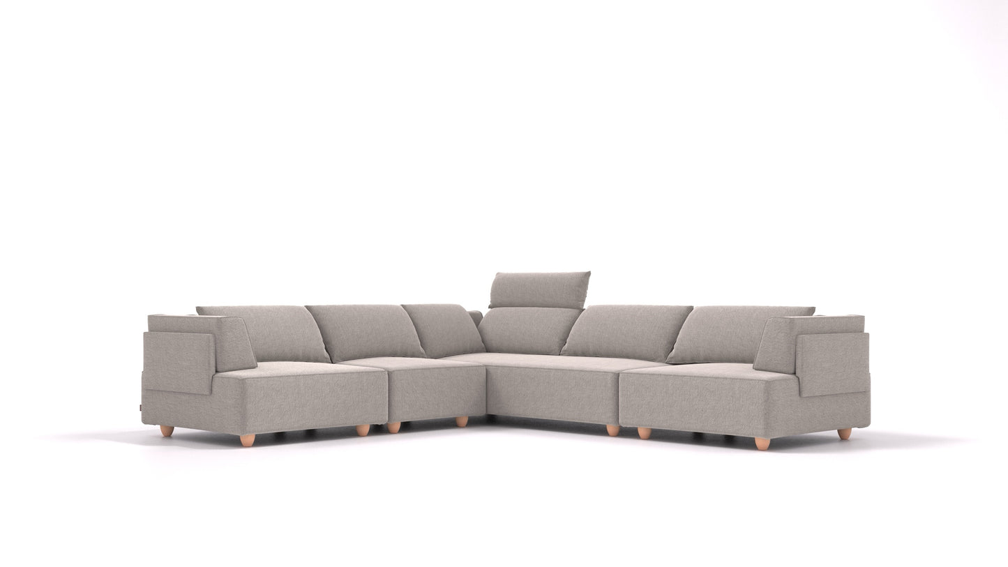 CasCais IDS, modularna sjedeća garnitura FEYDOM u tkanini Phoenix FE-84 Middle Grey, svijetle noge