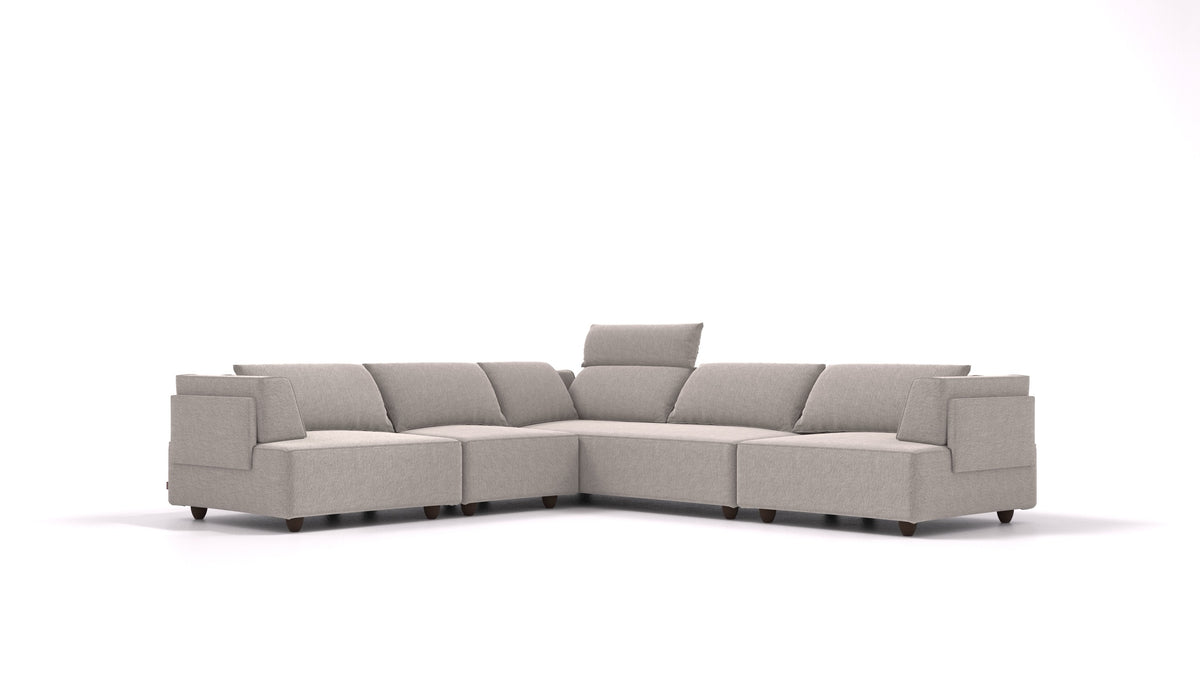 CasCais IDS, modularna sjedeća garnitura FEYDOM u tkanini Phoenix FE-84 Middle Grey, tamne noge
