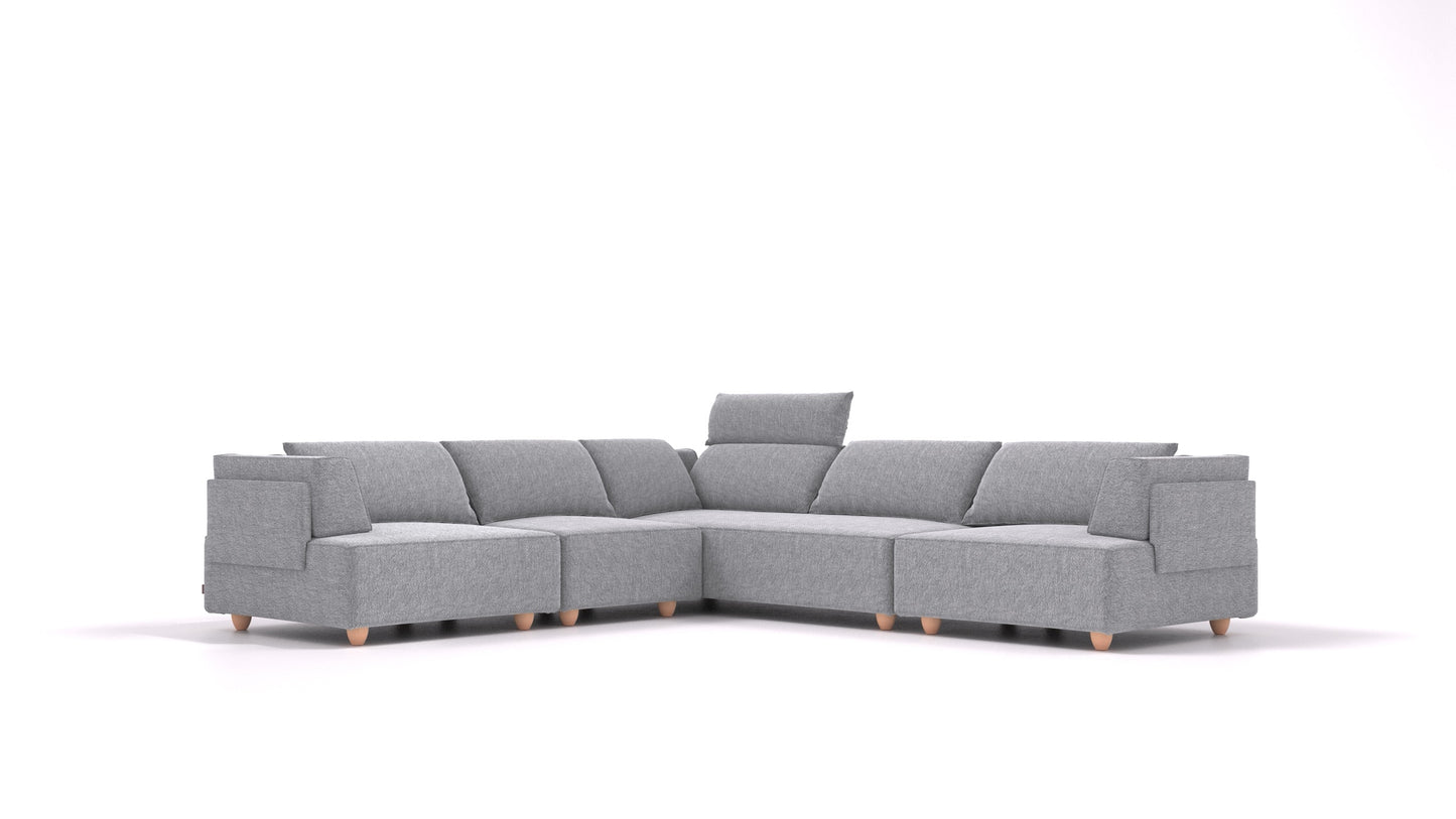CasCais IDS, modularna sjedeća garnitura FEYDOM u tkanini Phoenix FE-92 Dark Grey, svijetle noge