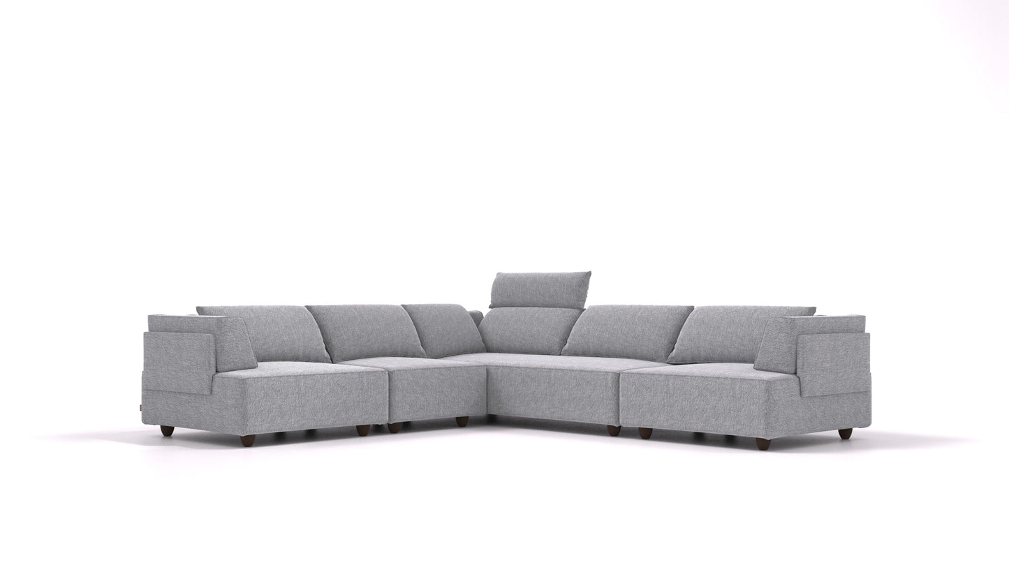 CasCais IDS, modularna sjedeća garnitura FEYDOM u tkanini Phoenix FE-92 Dark Grey, tamne noge