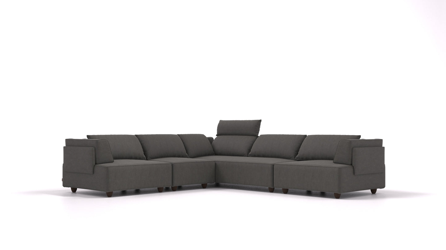 CasCais IDS, modularna sjedeća garnitura FEYDOM u tkanini Mollia FF-12 Dark Grey, tamne noge