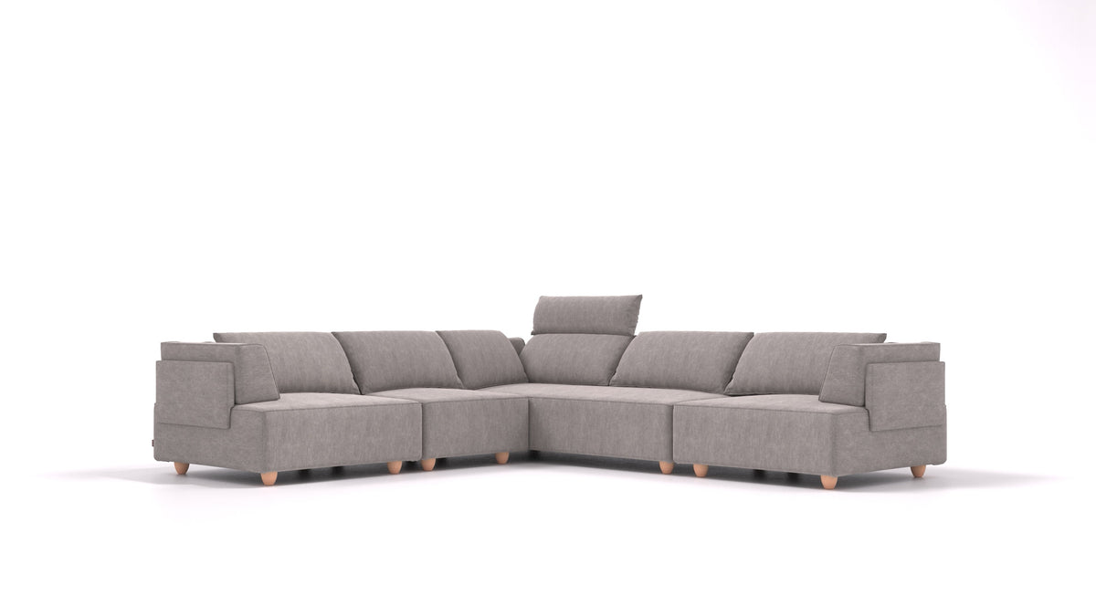 CasCais IDS, modularna sjedeća garnitura FEYDOM u tkanini Mollia FF-14 Middle Grey, svijetle noge