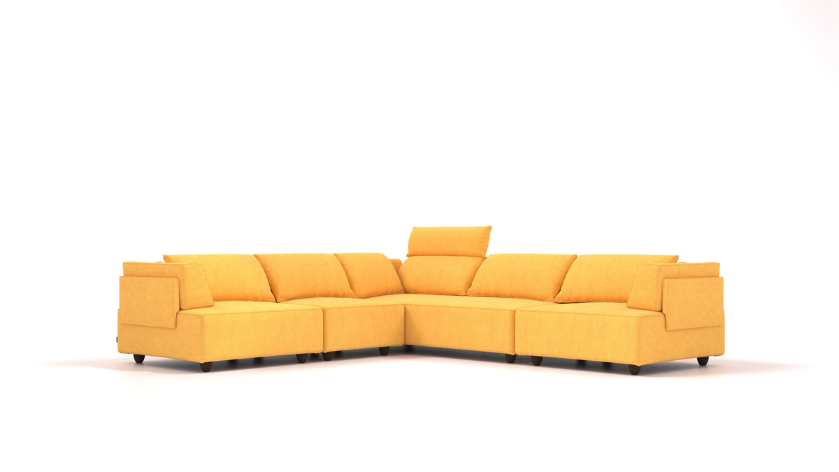 CasCais IDS, modularna sjedeća garnitura FEYDOM u tkanini Mollia FF-16 Yellow, tamne noge
