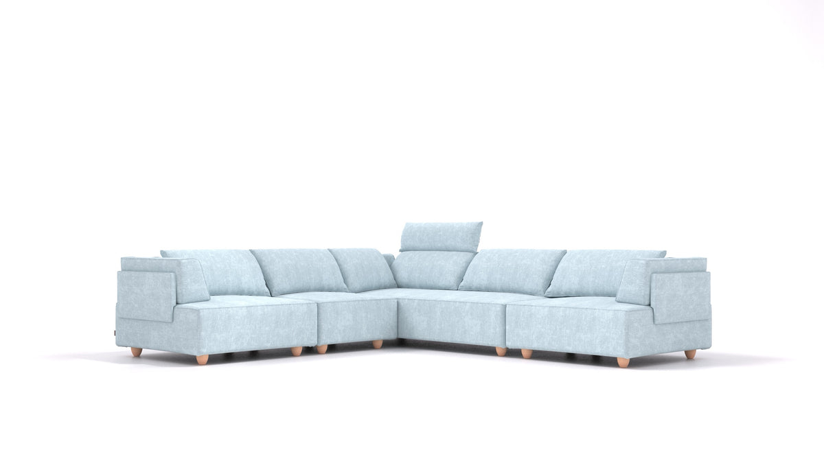 CasCais IDS, modularna sjedeća garnitura FEYDOM u tkanini Mollia FF-19 Pastel Blue, svijetle noge