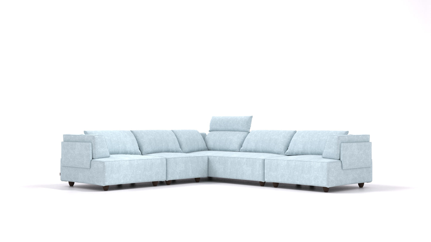 CasCais IDS, modularna sjedeća garnitura FEYDOM u tkanini Mollia FF-19 Pastel Blue, tamne noge