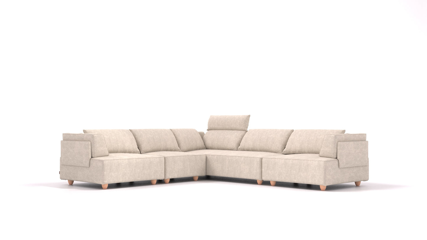 CasCais IDS, modularna sjedeća garnitura FEYDOM u tkanini Mollia HC-04 White, svijetle noge