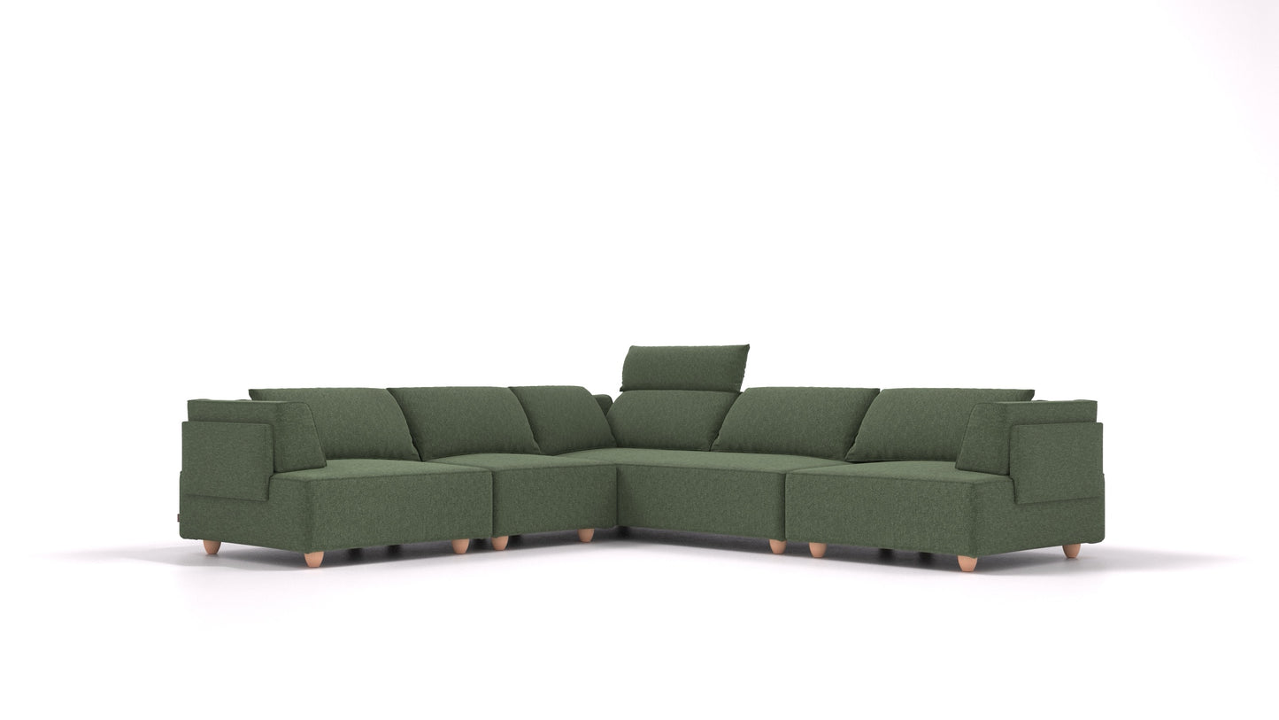 CasCais IDS, modularna sjedeća garnitura FEYDOM u tkanini Icon IC-39 Forest, svijetle noge