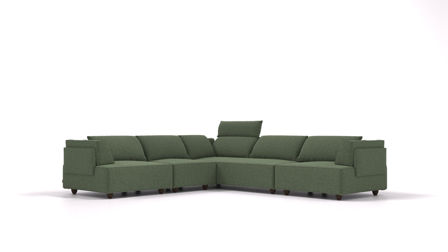 CasCais IDS, modularna sjedeća garnitura FEYDOM u tkanini Icon IC-39 Forest, tamne noge