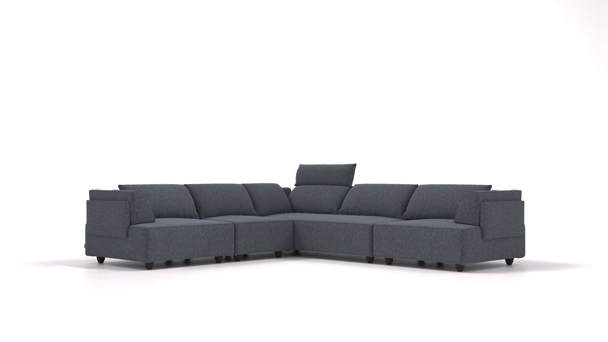 CasCais IDS, modularna sjedeća garnitura FEYDOM u tkanini Icon IC-79 Deep Blue, tamne noge