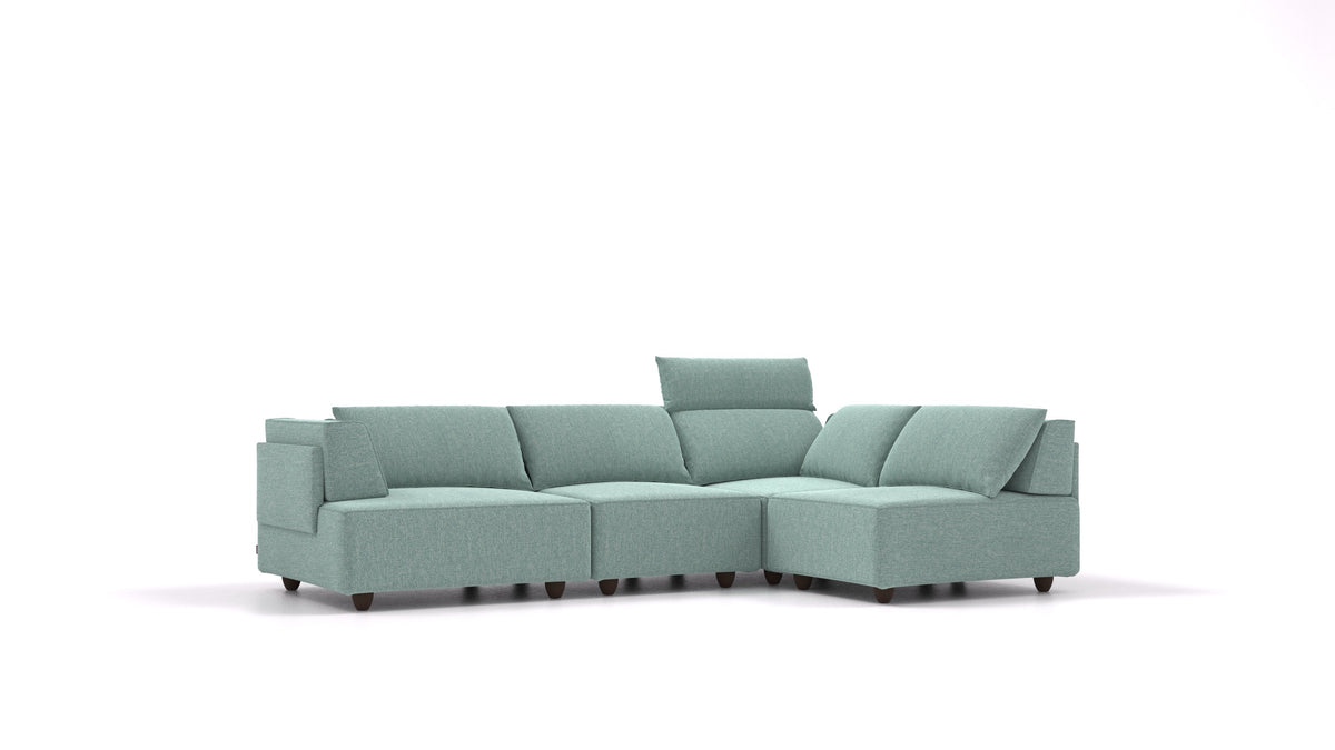 CasCais R, modularna sjedeća garnitura FEYDOM u tkanini Alure DE-75 Pastel Blue, tamne noge