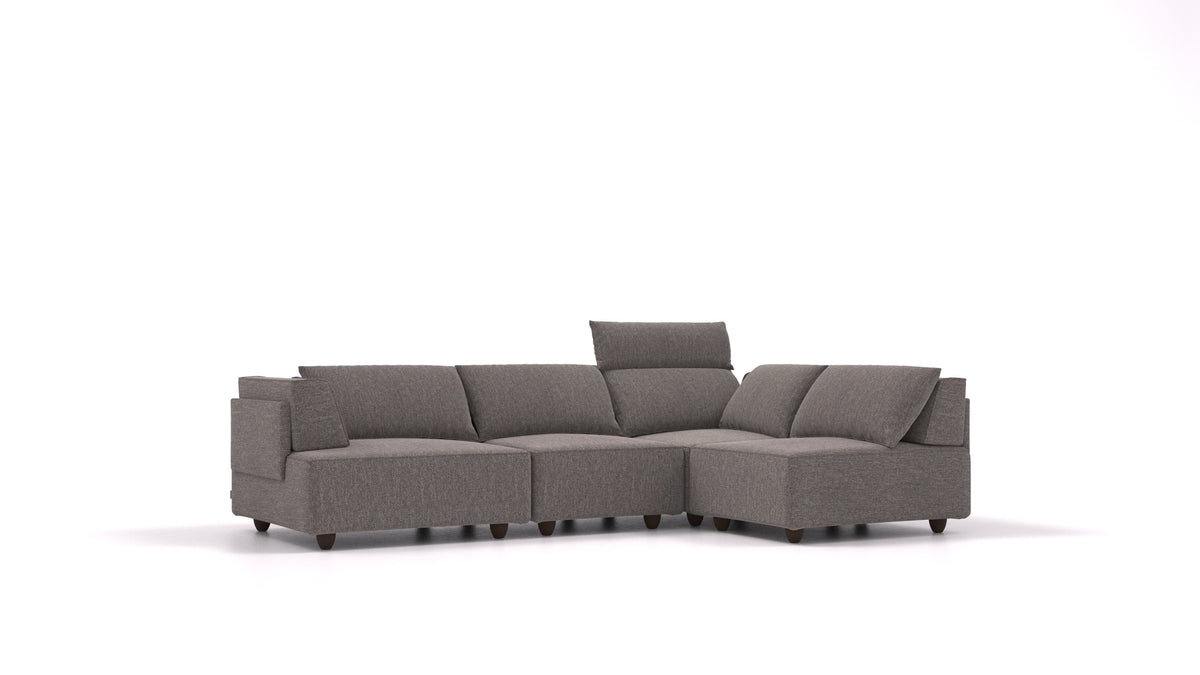 CasCais R, modularna sjedeća garnitura FEYDOM u tkanini Alure DE-92 Middle Grey, tamne noge