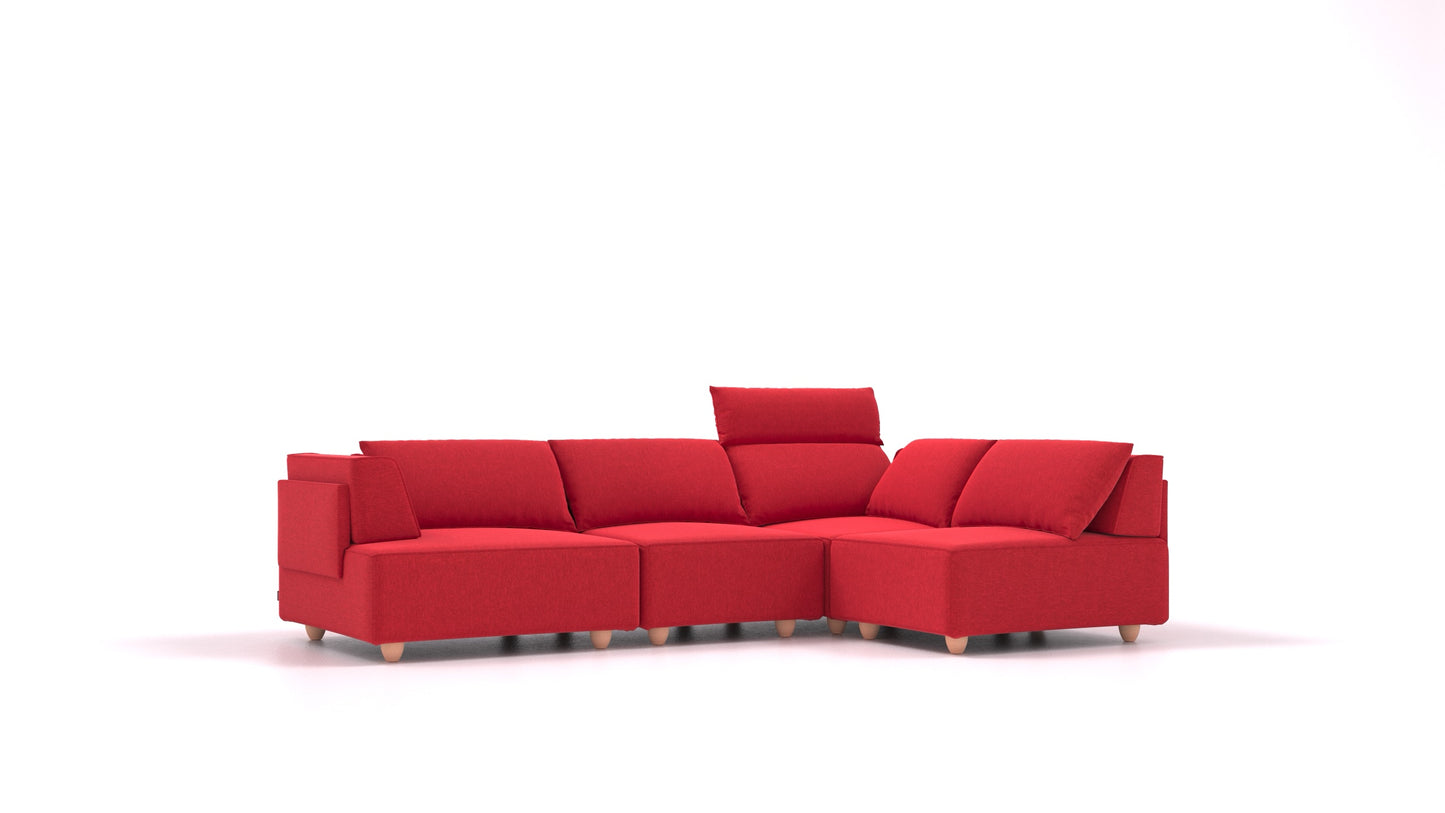 CasCais R, modularna sjedeća garnitura FEYDOM u tkanini Velare ET-11 Red, svijetle noge