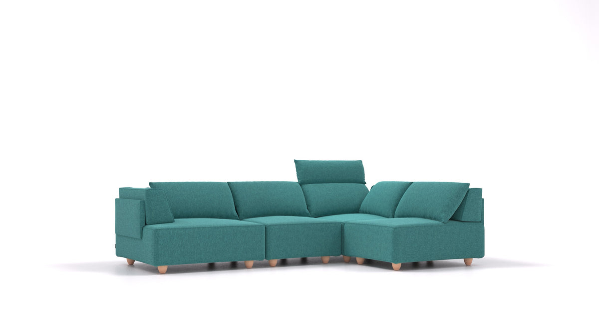 CasCais R, modularna sjedeća garnitura FEYDOM u tkanini Velare ET-16 Turquoise, svijetle noge