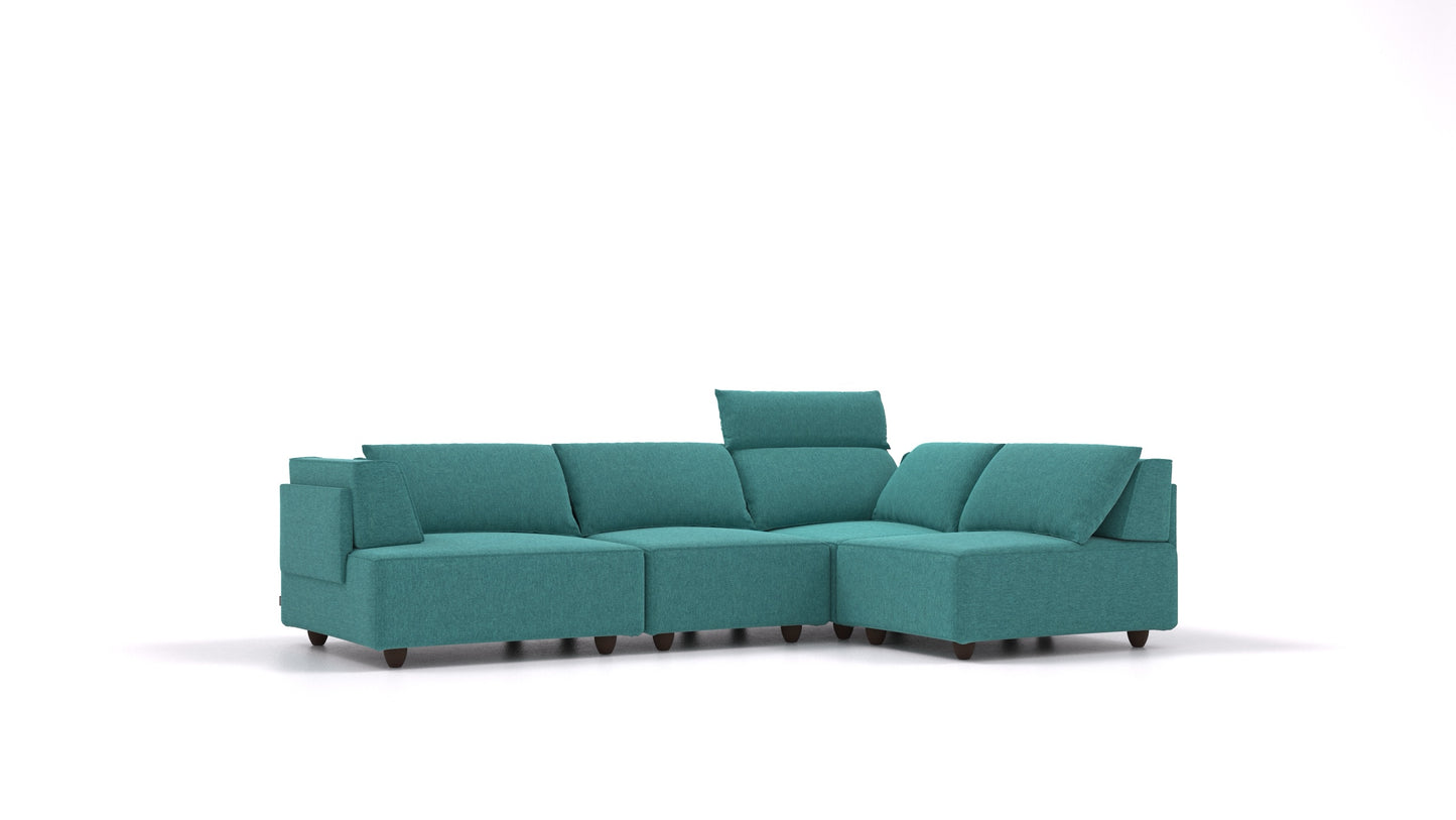 CasCais R, modularna sjedeća garnitura FEYDOM u tkanini Velare ET-16 Turquoise, tamne noge