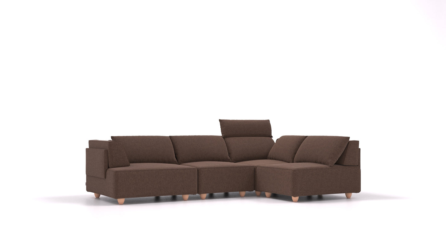 CasCais R, modularna sjedeća garnitura FEYDOM u tkanini Velare ET-27 Chocolate, svijetle noge