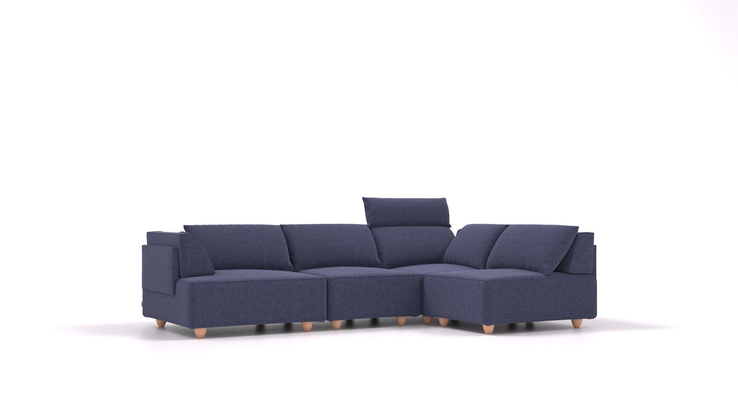 CasCais R, modularna sjedeća garnitura FEYDOM u tkanini Velare ET-80 Noble Blue, svijetle noge