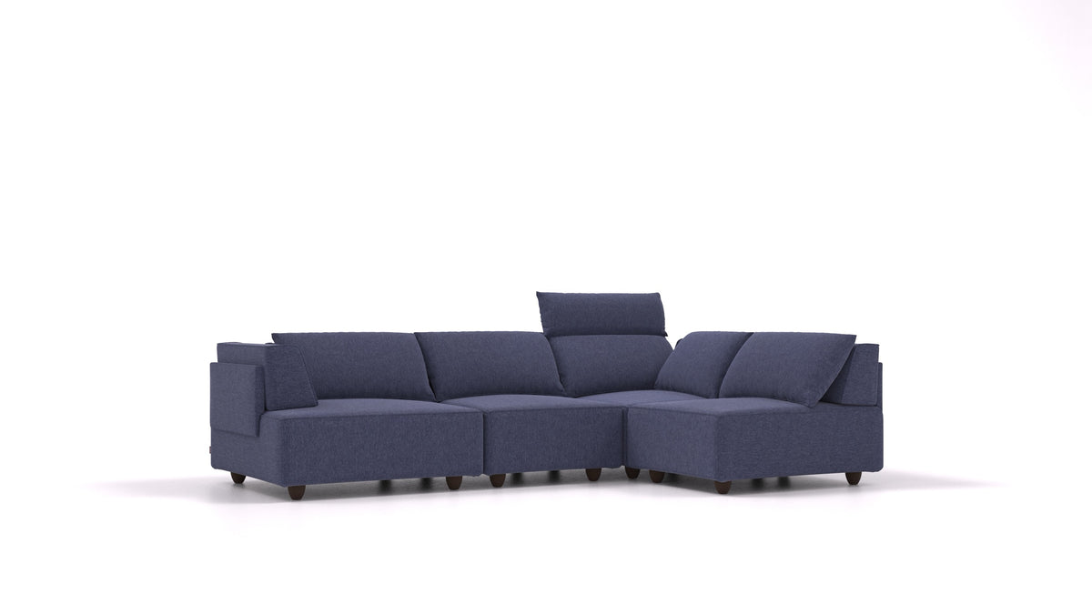 CasCais R, modularna sjedeća garnitura FEYDOM u tkanini Velare ET-80 Noble Blue, tamne noge