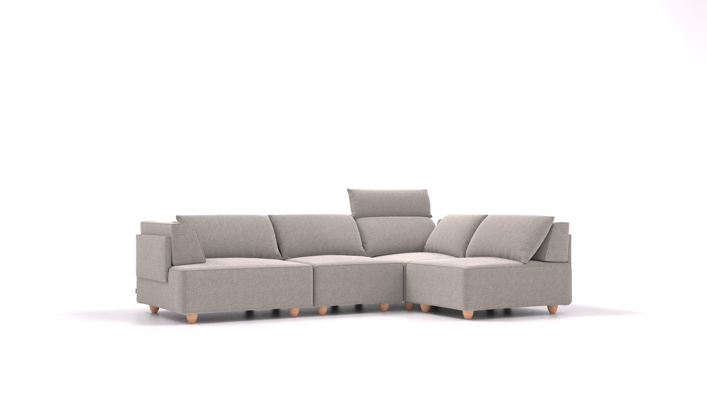 CasCais R, modularna sjedeća garnitura FEYDOM u tkanini Phoenix FE-84 Middle Grey, svijetle noge