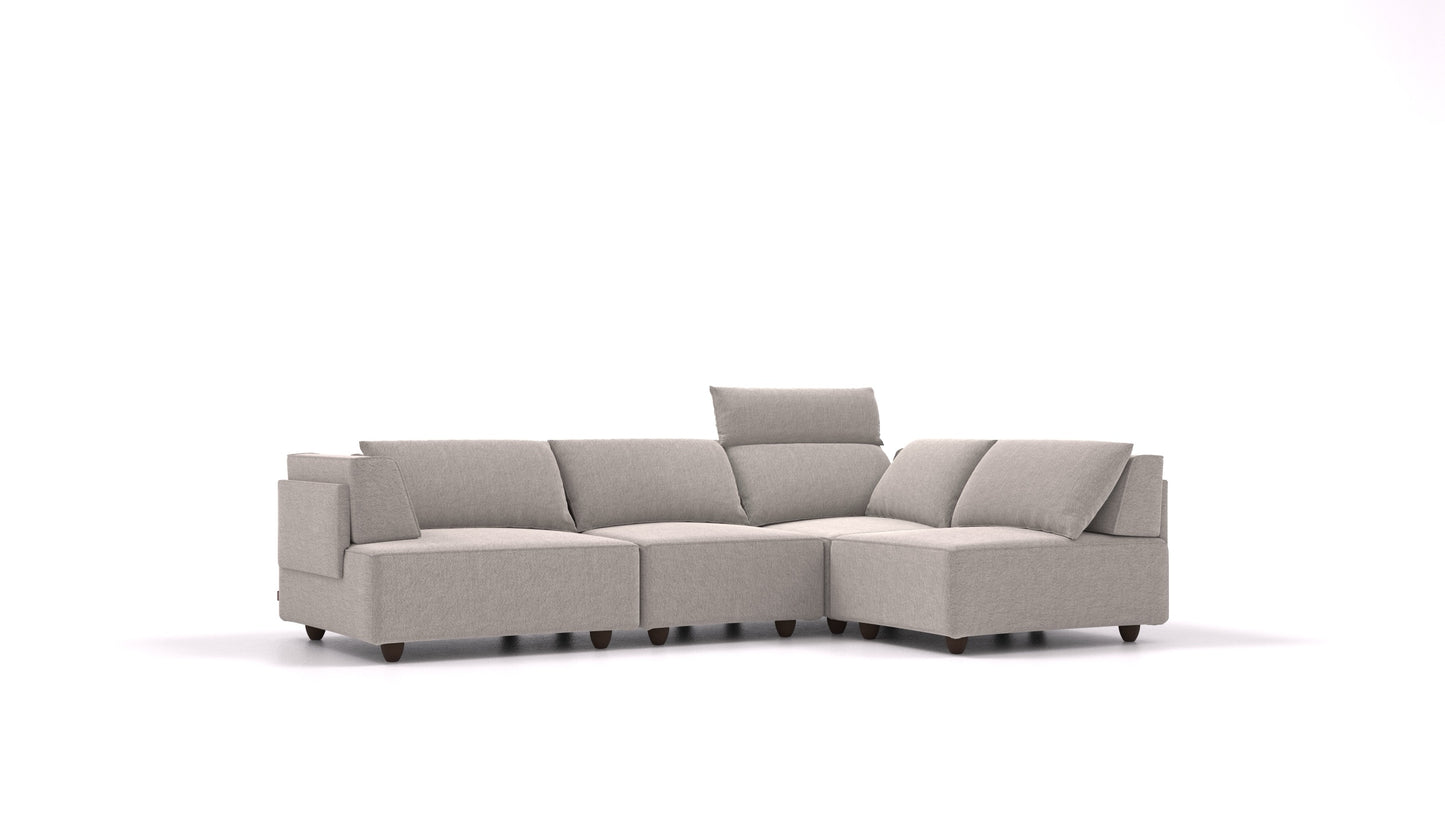 CasCais R, modularna sjedeća garnitura FEYDOM u tkanini Phoenix FE-84 Middle Grey, tamne noge