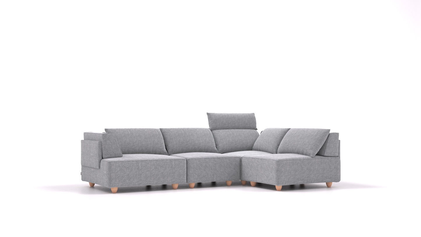 CasCais R, modularna sjedeća garnitura FEYDOM u tkanini Phoenix FE-92 Dark Grey, svijetle noge