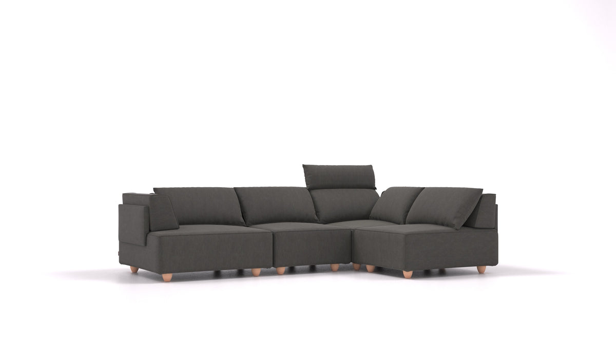 CasCais R, modularna sjedeća garnitura FEYDOM u tkanini Mollia FF-12 Dark Grey, svijetle noge