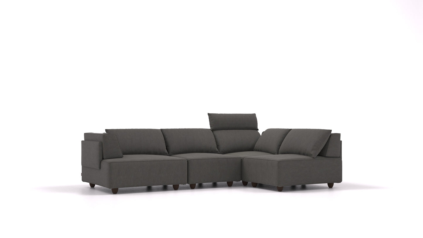 CasCais R, modularna sjedeća garnitura FEYDOM u tkanini Mollia FF-12 Dark Grey, tamne noge