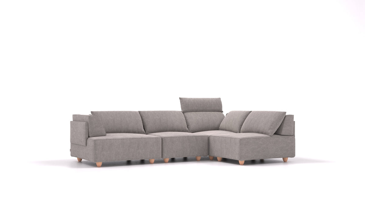 CasCais R, modularna sjedeća garnitura FEYDOM u tkanini Mollia FF-14 Middle Grey, svijetle noge