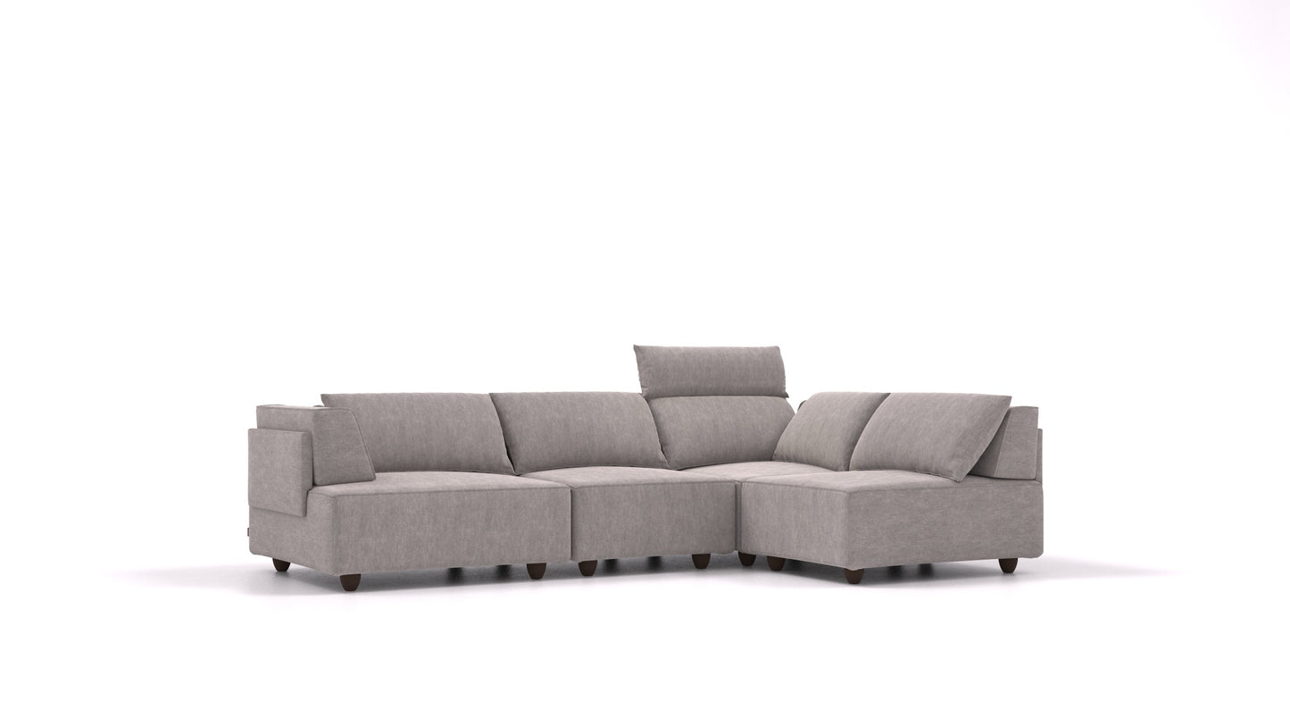 CasCais R, modularna sjedeća garnitura FEYDOM u tkanini Mollia FF-14 Middle Grey, tamne noge
