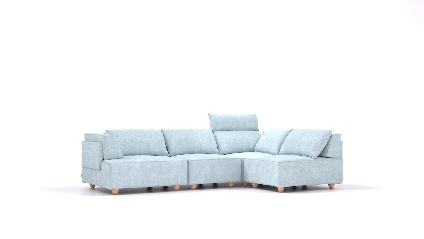CasCais R, modularna sjedeća garnitura FEYDOM u tkanini Mollia FF-19 Pastel Blue, svijetle noge